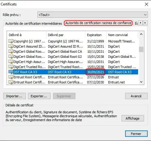 certificat DST Root CA X3